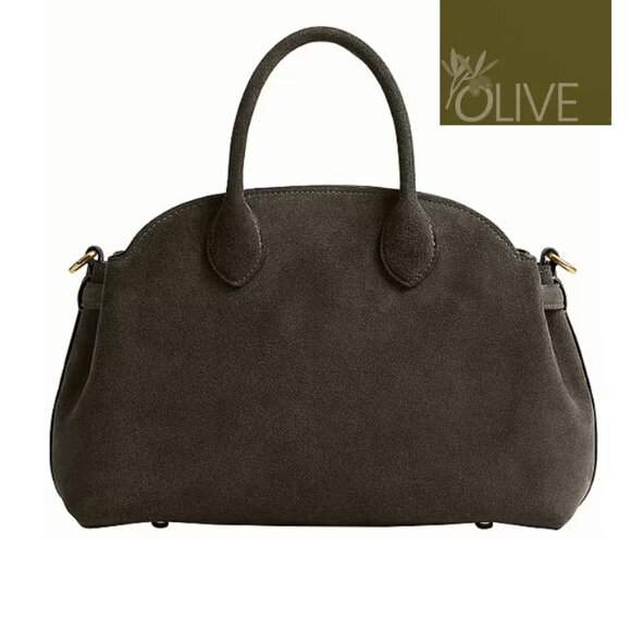 COACH Empire 28 Suede Carryall Satchel Bag Olive Suede - Picture 1 of 6